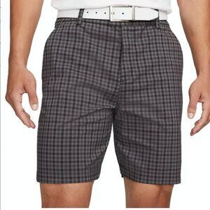 Nike Dri-Fit UV Chino black/grey gingham plaid men's golf shorts sz 35
